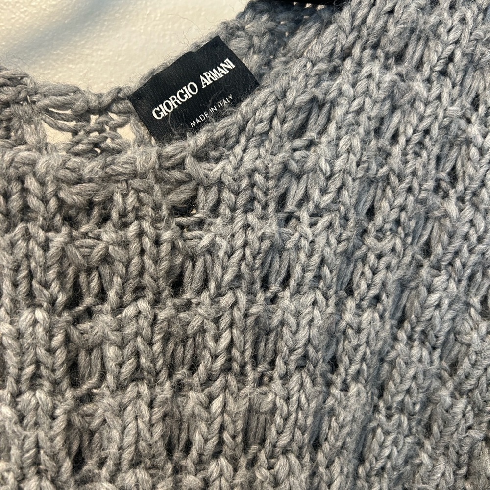 Giorgio Armani wool chunky Knit Gray Sweater Y2K